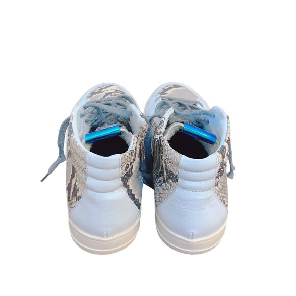 P448 Womens Snake Print High-Top Sneakers Side Zipper Lace Closure - Picture 4 of 7